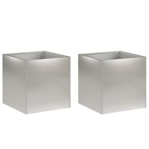 vidaXL Garten-Pflanzgef&auml;&szlig; 2 stk. Silber 25 x 25 x 25 cm Edelstahl