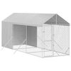 vidaXL Outdoor-Hundezwinger mit Dach Silbern 2x6x2,5m Verzinkter Stahl