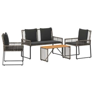 vidaXL Gartenm&ouml;bel Set 9 Stk. Grau und Dunkelgrau Poly-Rattan