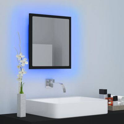 vidaXL LED-Badspiegel Schwarz 40x8,5x37 cm Acryl