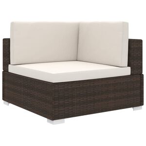 vidaXL Modular-Sofa-Eckteil 1 Stk. + Auflagen Poly Rattan Braun