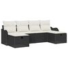 vidaXL Garten-Sofa-Set mit Kissen 6 pcs Schwarz Poly Rattan