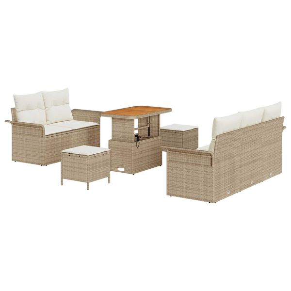 vidaXL Gartensofa-set mit Kissen 8 pcs Beige Poly-Rattan