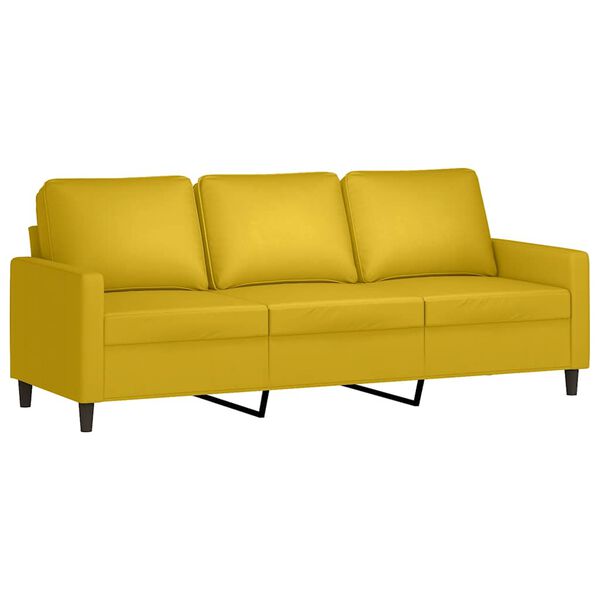 vidaXL 3-tlg. Sofagarnitur mit Kissen Gelb Samt