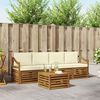 vidaXL Sofagarnituren 5 pcs Natur und Creme Massivholz Akazie