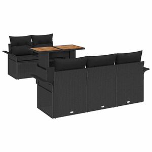 vidaXL Gartensofa-set mit Kissen 6 pcs Schwarz Poly-Rattan