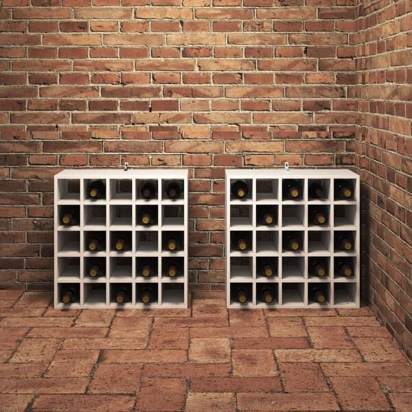vidaXL Weinregal 2 pcs Weiß 56 x 25 x 56 cm Massives Kiefernholz