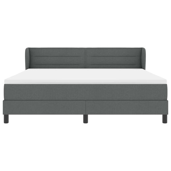 vidaXL Boxspringbett mit Matratze Dunkelgrau 180 x 200 cm Stoff