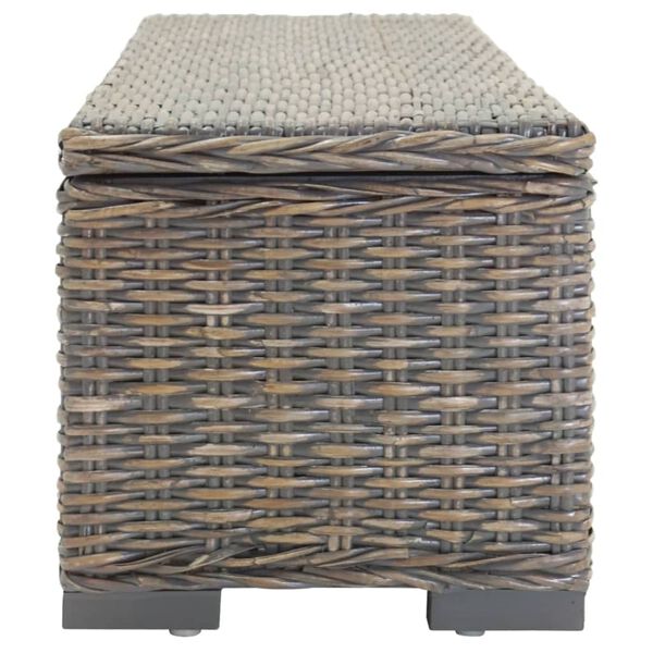 vidaXL Truhe Grau 110 cm Natur Kubu Rattan & Massivholz Mahagoni