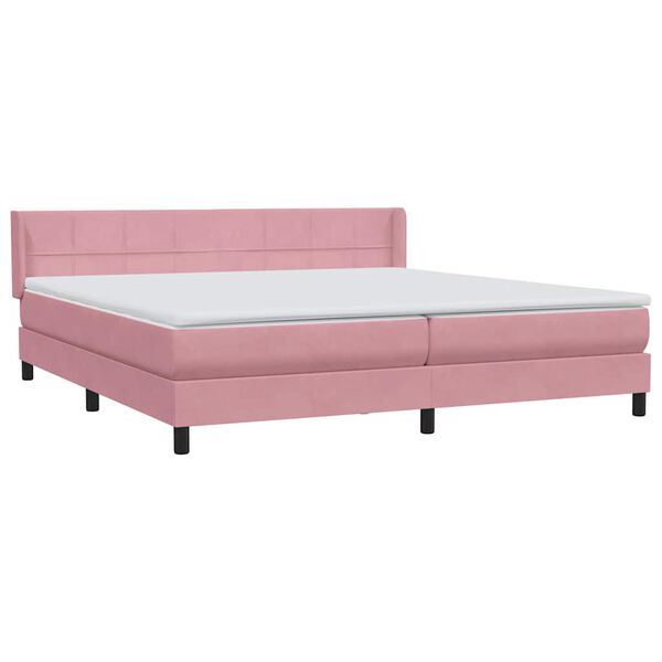 vidaXL Boxspringbett mit Matratze Rosa 180x220 cm Samt