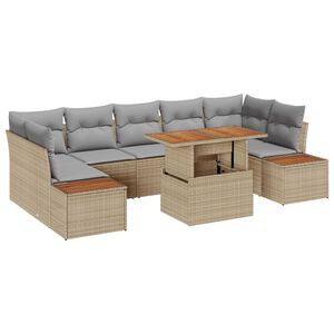 vidaXL Garten-Sofa-Set mit Speicher 8 pcs Beige Poly Rattan