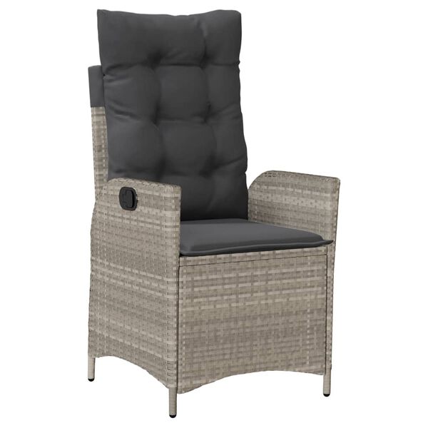 vidaXL 5-tlg. Garten-Essgruppe mit Kissen Hellgrau Poly Rattan