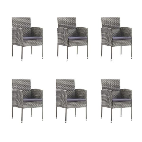 vidaXL 7-tlg. Garten-Essgruppe mit Kissen Anthrazit Poly Rattan