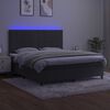 vidaXL Boxspringbett mit Matratze & LED Dunkelgrau 180x200 cm Samt
