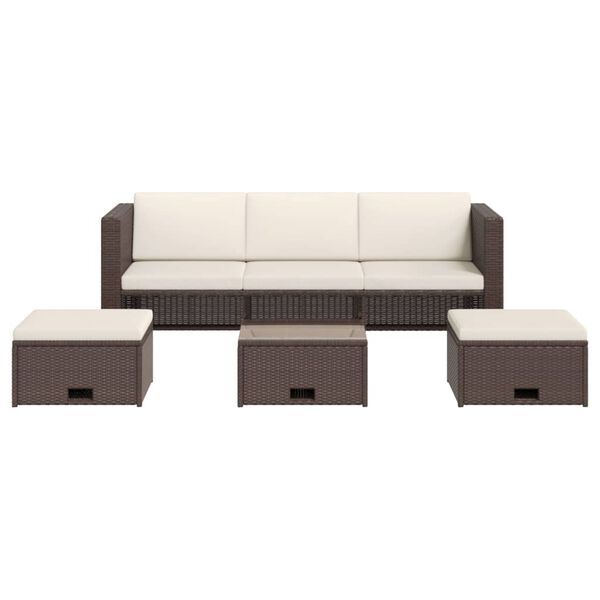vidaXL 4-tlg. Garten-Lounge-Set mit Auflagen Poly Rattan Braun