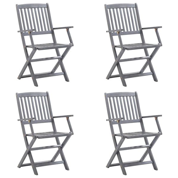 vidaXL Klappbare Gartenst&uuml;hle 4 Stk. mit Sitzkissen Massivholz Akazie