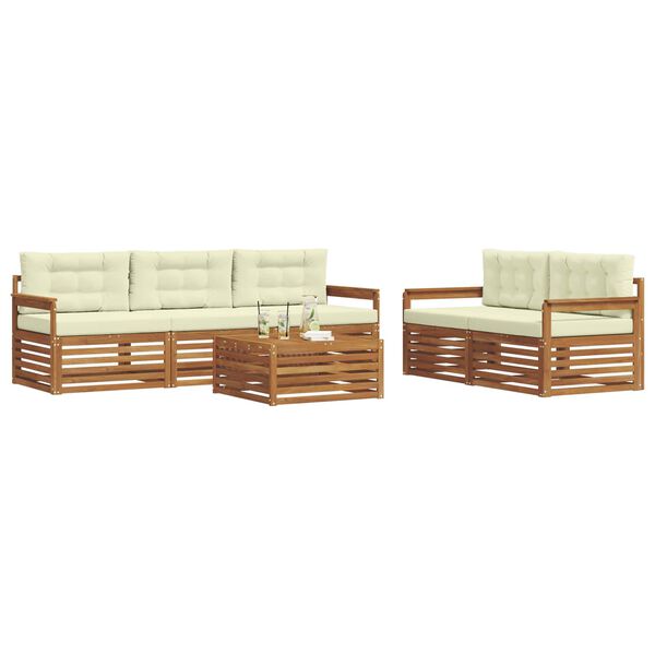 vidaXL Outdoor-Sofagarnitur mit Kissen 6 pcs Natur und Creme