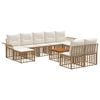 vidaXL Outdoor-Sofagarnitur 10 pcs Nat&uuml;rlich und Cremwei&szlig; Polyester