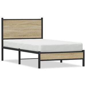vidaXL Metallbett ohne Matratze Sonoma-Eiche 90x190 cm