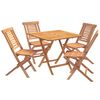 vidaXL 5-teiliges klappbares Garten-Bistro-Set Natur Massivholz Teak