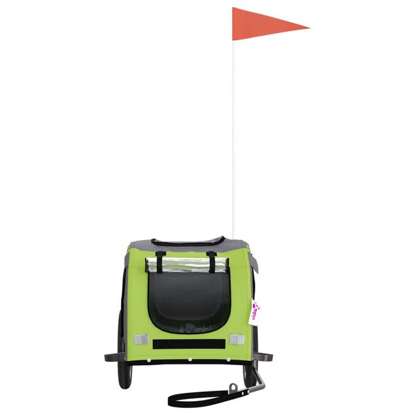 vidaXL Fahrradanh&auml;nger Hunde Gr&uuml;n und Grau Oxford-Gewebe und Eisen