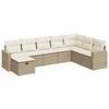 vidaXL 8-tlg. Garten-Sofagarnitur mit Kissen Beige Poly Rattan