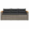 vidaXL Gartensofa mit Kissen 3-Sitzer Grau Poly Rattan