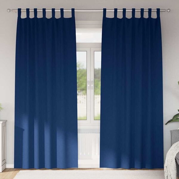 vidaXL Verdunkelungs-Vorh&auml;nge mit Ringen 2 pcs Dunkelblau 245 x 140 cm
