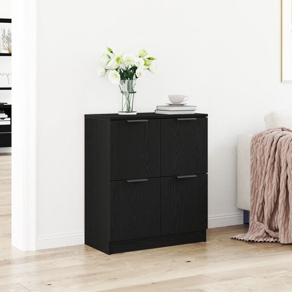 vidaXL Sideboard Schwarz Eichen-Optik 60 x 30 x 70 cm Holzwerkstoff