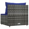 vidaXL Garten-Mittelsofa mit Kissen Grau Poly Rattan