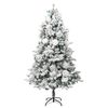 vidaXL Weihnachtsbaum mit Beleuchtung Schnee und Zapfen 225 cm PVC&PE