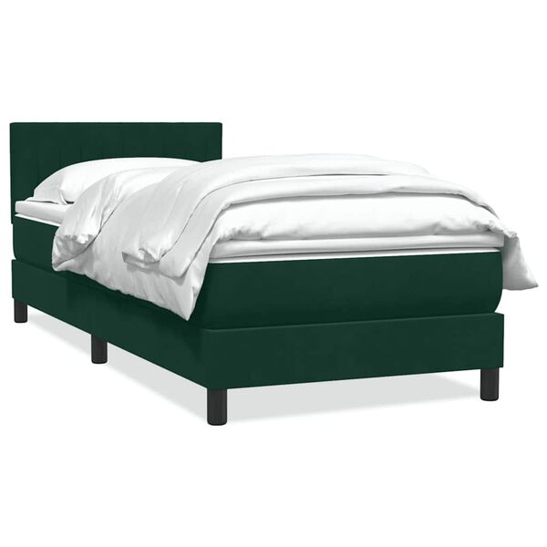 vidaXL Boxspringbett mit Matratze Dunkelgr&uuml;n 100x210 cm Samt