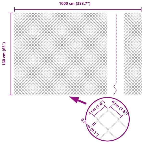 vidaXL Kettenzaun Grün 10 x 1,6 m Stahl
