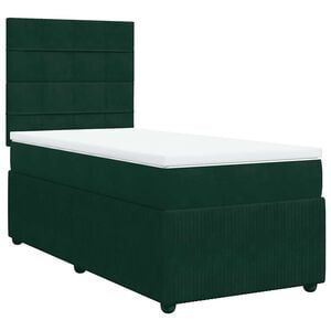 vidaXL Boxspringbett mit Matratze Dunkelgr&uuml;n 80x200 cm Samt