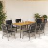 vidaXL 7-tlg. Garten-Essgruppe mit Kissen Grau Poly Rattan