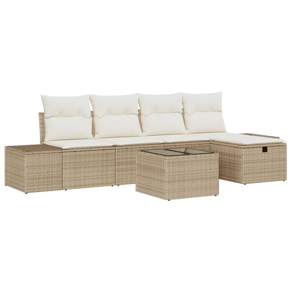 vidaXL Sofa Set mit Kissen 6 pcs Poly-Rattan