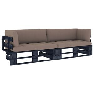 vidaXL 2-Sitzer-Palettensofa Schwarz Impr&auml;gniertes Kiefernholz