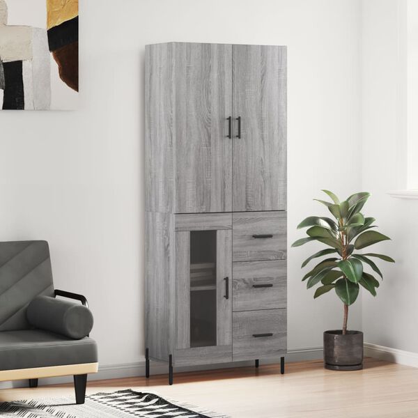 vidaXL Highboard Grau Sonoma 69,5x34x180 cm Holzwerkstoff