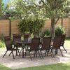 vidaXL Garten Essgruppe 9 pcs Braun Poly Rattan
