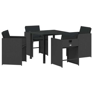 vidaXL Garten Essgruppe 5 pcs Schwarz Poly-Rattan