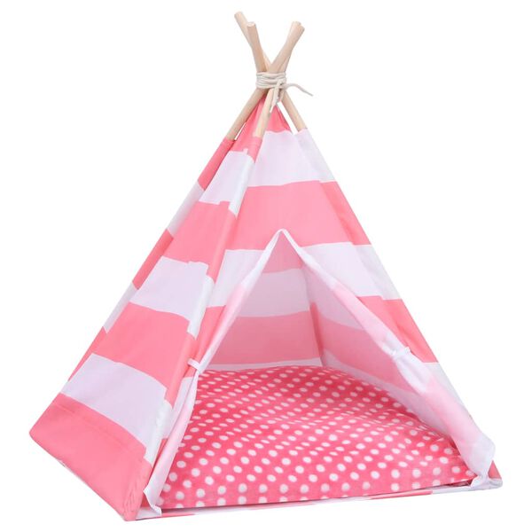 vidaXL Katzen-Tipi-Zelt mit Tasche Pfirsichhaut Gestreift 60x60x70 cm