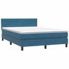 vidaXL Boxspringbett mit Matratze & LED Dunkelblau 140x210 cm Samt
