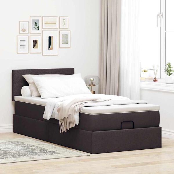 vidaXL Ottoman-Bett mit Matratze Dunkelbraun 80x200 cm Stoff