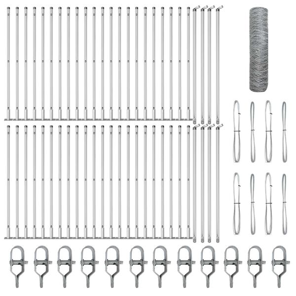 vidaXL Zaunpfosten Silber 100 x 0,5 m (50 mm Maschenweite) Stahl