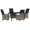 vidaXL Tisch- und Stuhlset mit Kissen 5 pcs Grau PE-Rattan