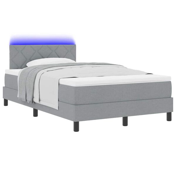 vidaXL Boxspringbett mit Matratze Hellgrau 120 x 200 cm Stoff