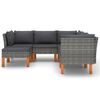 vidaXL 6-tlg. Garten-Lounge-Set mit Kissen Poly Rattan Grau