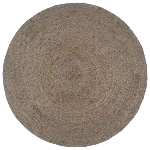 vidaXL Teppich Handgefertigt Jute Rund 210 cm Grau