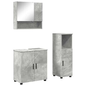 vidaXL Badezimmerm&ouml;bel Set Wandmontiert 3 pcs Betongrau Holzwerkstoff
