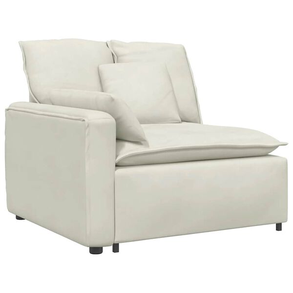 vidaXL Modulares Sofa Endmodul mit Armlehne Kissen Creme 100 cm